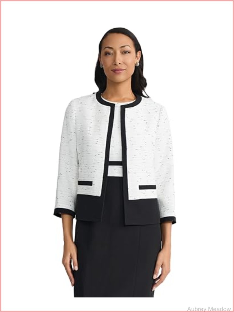 Tweed Framed Open Front Blazer